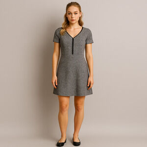 Dex Fit and Flare Midi Dress front zip accent career Size L